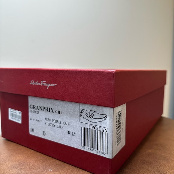 Salvatore Ferragamo Black Loafers with Brown Metal Buckle - Picture 10 of 13